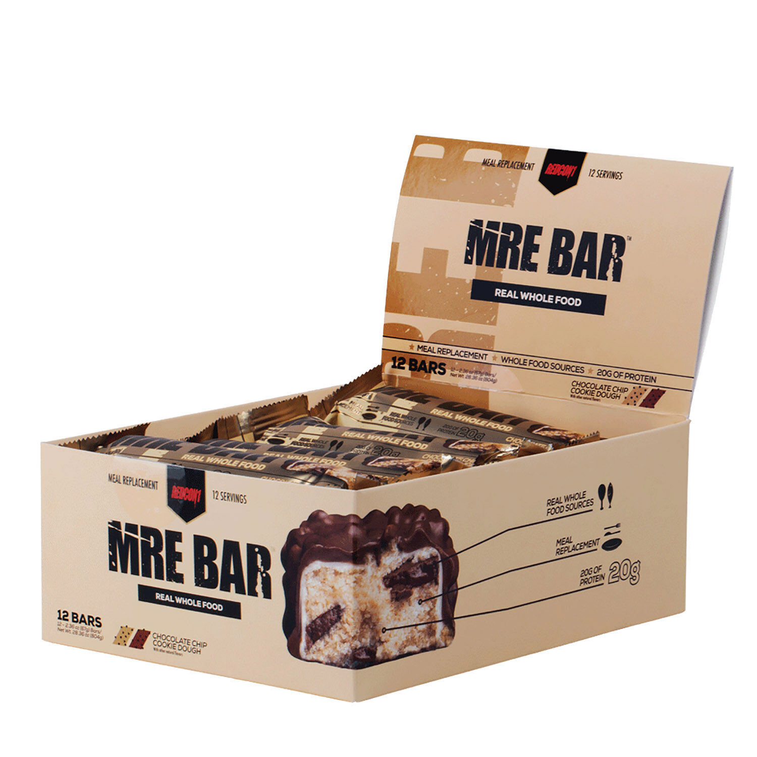 MRE Bar - Chocolate Chip Cookie Dough &#40;12 Bars&#41; Chocolate Chip Cookie Dough | GNC